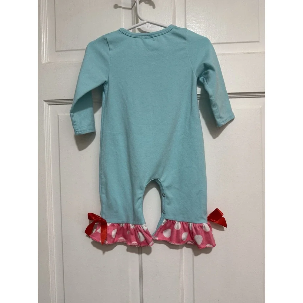 3m-6m Girls Ariel Princess Appliqué Long Sleeve Pants One Piece Outfit Disney